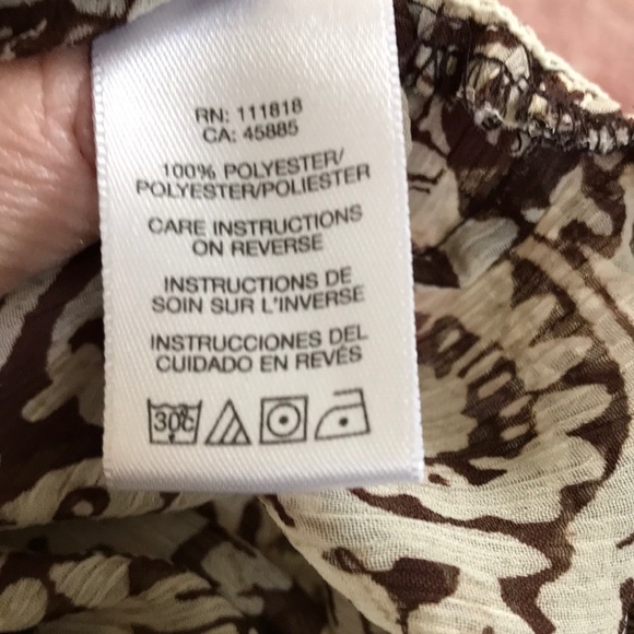 🌸☀️MICHAEL KORS BLOUSE SZ XS PETITE BROWN & TAN LIGHT & FLOWY GREAT CONDITION! - Picture 5 of 5